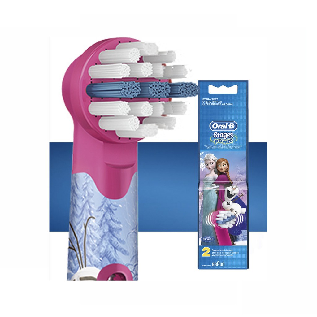 Đầu bàn chải oralb - Vỉ 2 đầu bàn chải Oralb Braun cho bé ( Elsa) MADE IN GERMANY +  tặng 1 nắp bảo vệ đầu bàn chải