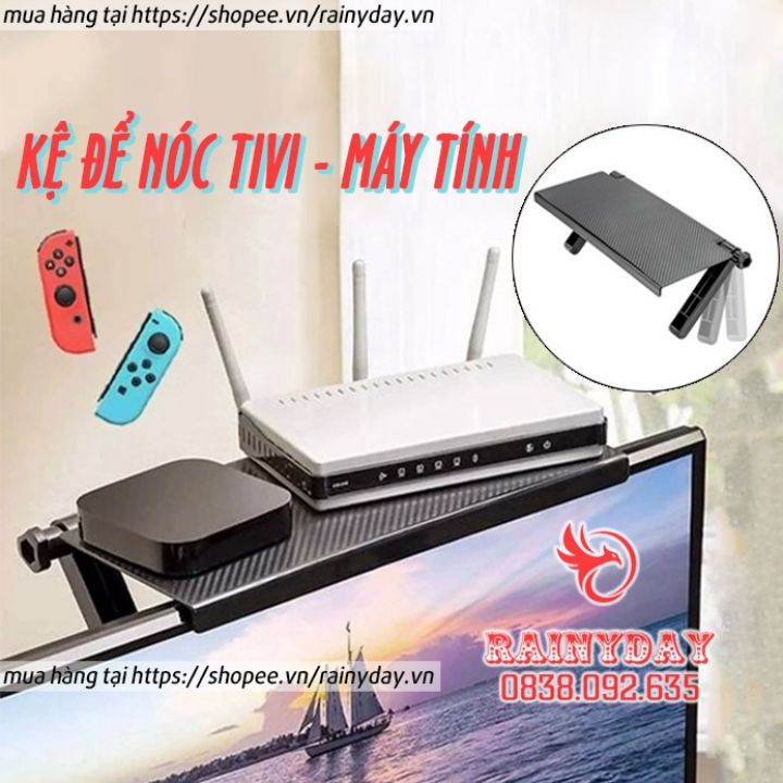 Kệ giá để đồ gác trên nóc tivi màn hình máy tính nhựa treo sau trang trí đa năng thông minh