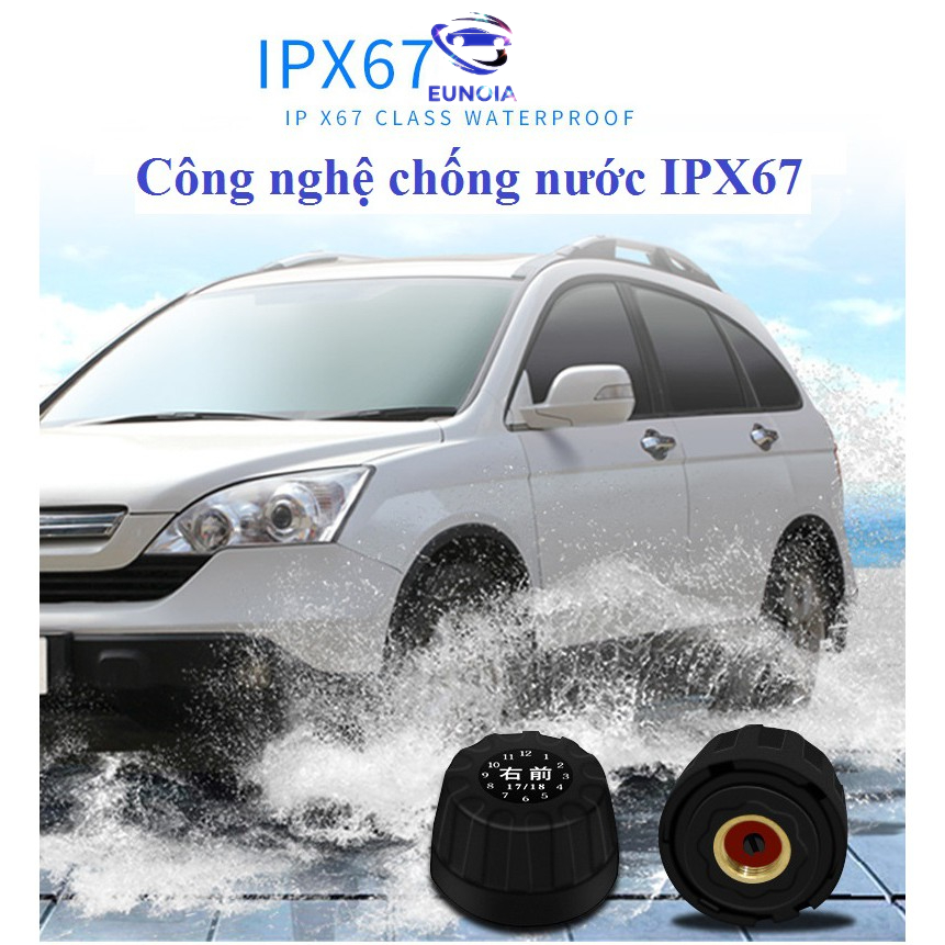 Cảm biến áp suất lốp ô tô xe hơi gắn ngoài cao cấp,Cảm Biến Áp Suất Lốp TPMS, van ngoài,màn màu, Pin mặt trời