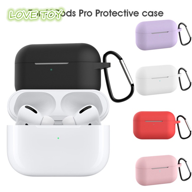 Vỏ Bảo Vệ Hộp Sạc Tai Nghe AirPods Pro Bằng Silicon Chống Sốc Có Móc Kẹp Tiện Dụng