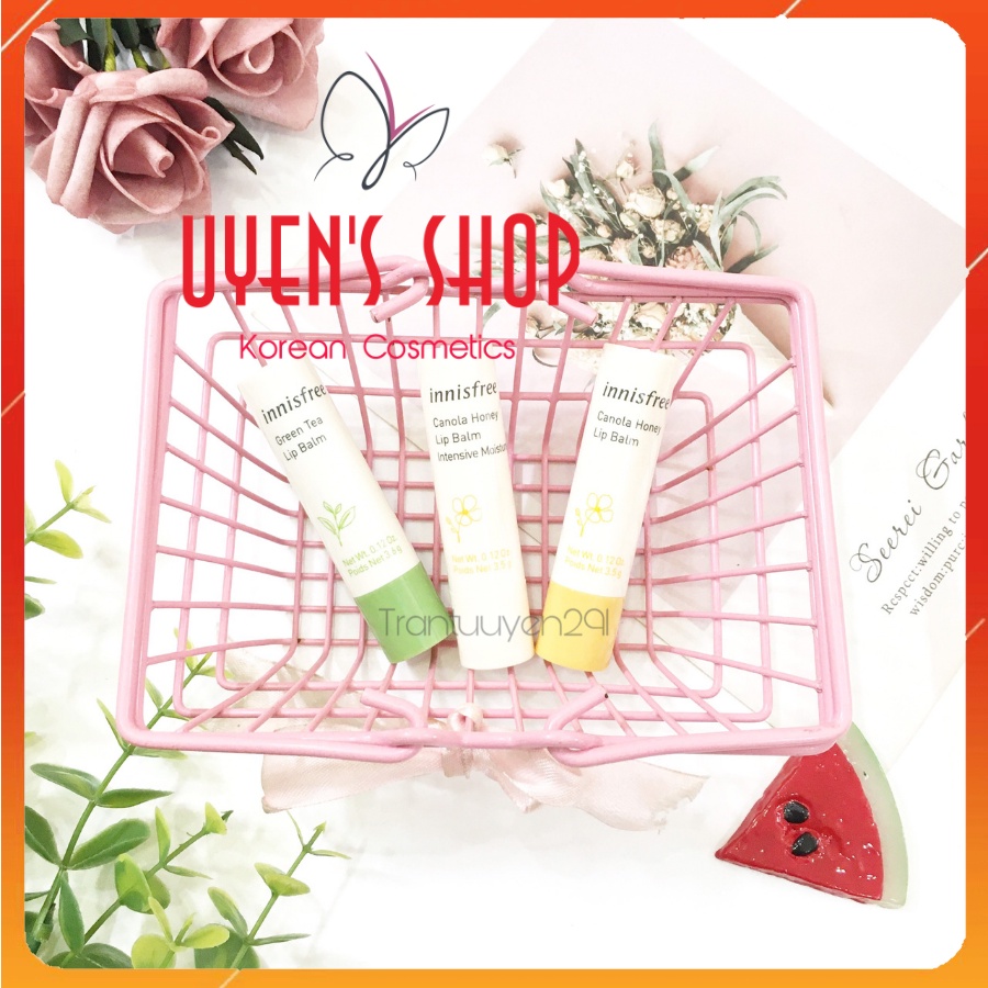 Son dưỡng mật ong/ trà xanh Innisfree Canola Honey/ Green Tea Lip Balm