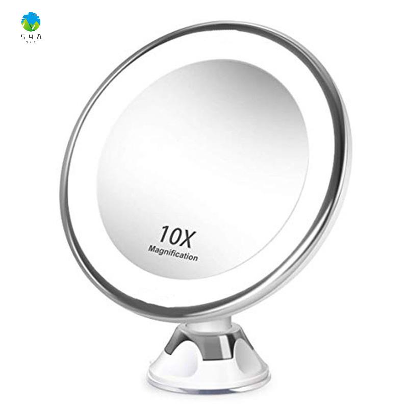 10X Magnifying Makeup Mirror with LED Light Suction Cup 360° Rotating