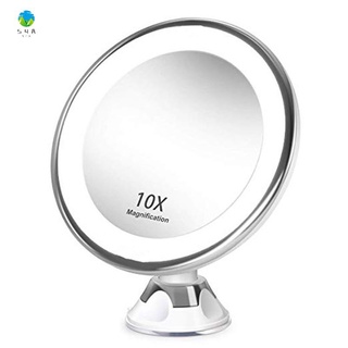 10X Magnifying Makeup Mirror with LED Light Suction Cup 360° Rotating
