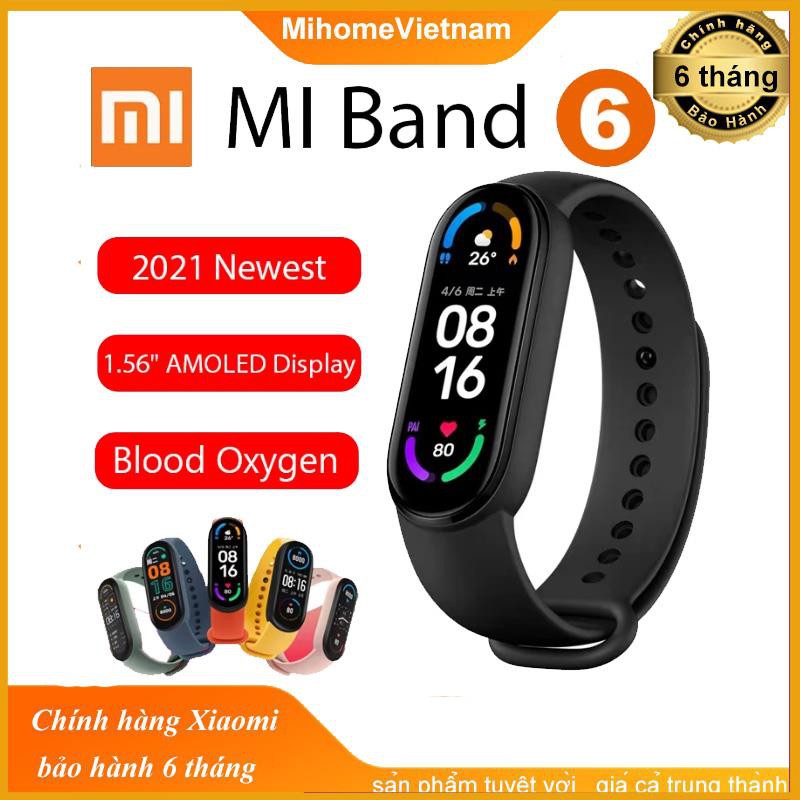 [ Sẵn hàng ] Vòng đeo tay thông minh Xiaomi Mi band 6 - Vòng tay theo dõi sức khoẻ, tập luyện thể thao - Màu đen