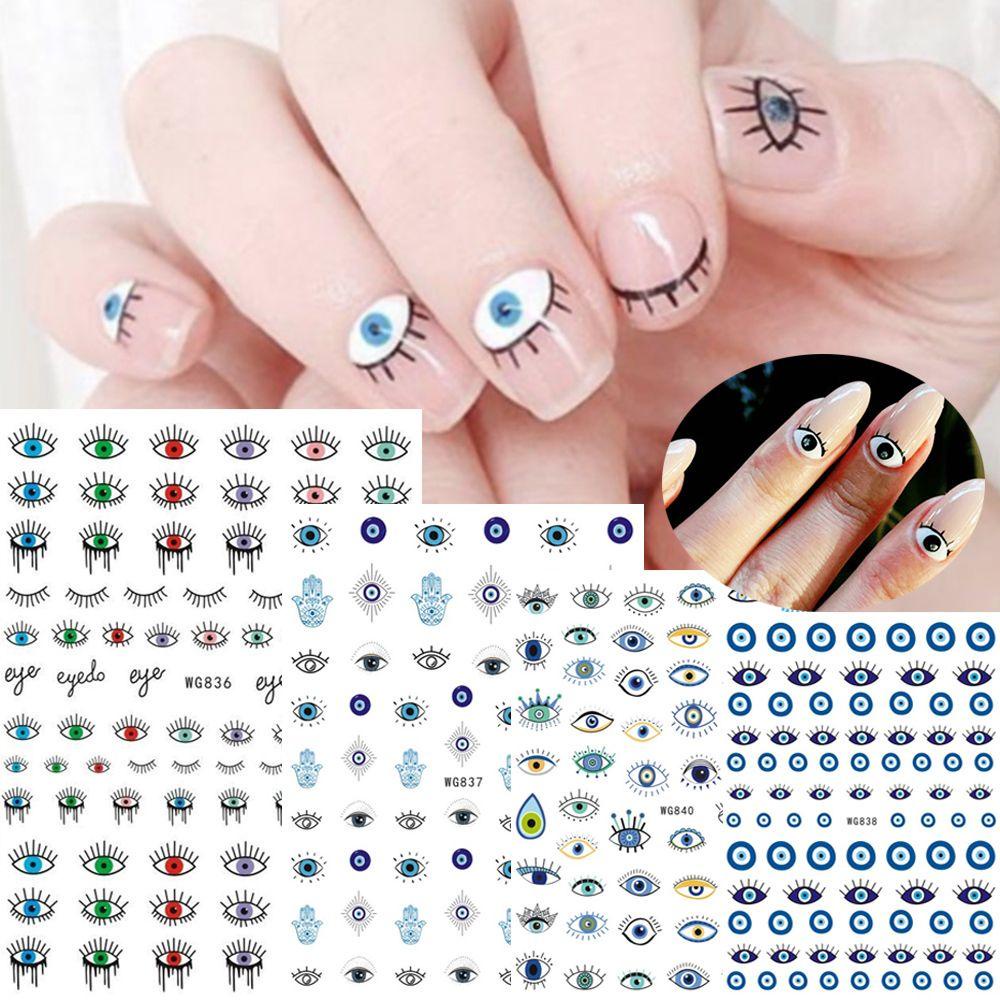 CLEOES Miếng Dán Trang Trí Móng Tay Họa Tiết Mắt Quỷ Hoạt Hình DIY