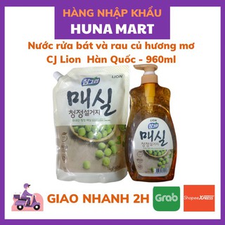 Nước rửa bát và rau củ hương mơ Lion 960ml Hàn Quốc