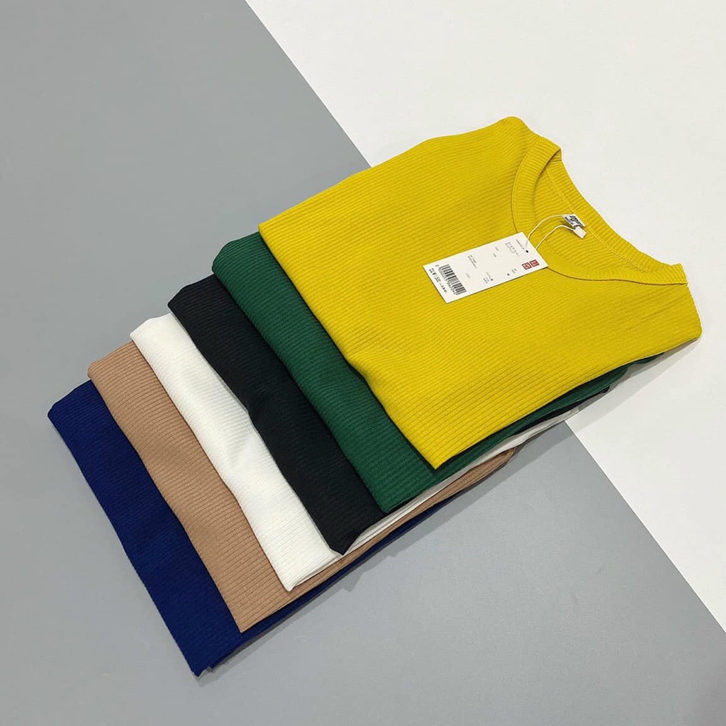 Áo thun gân tay lỡ cho mùa thu đông - sẵn 06 màu