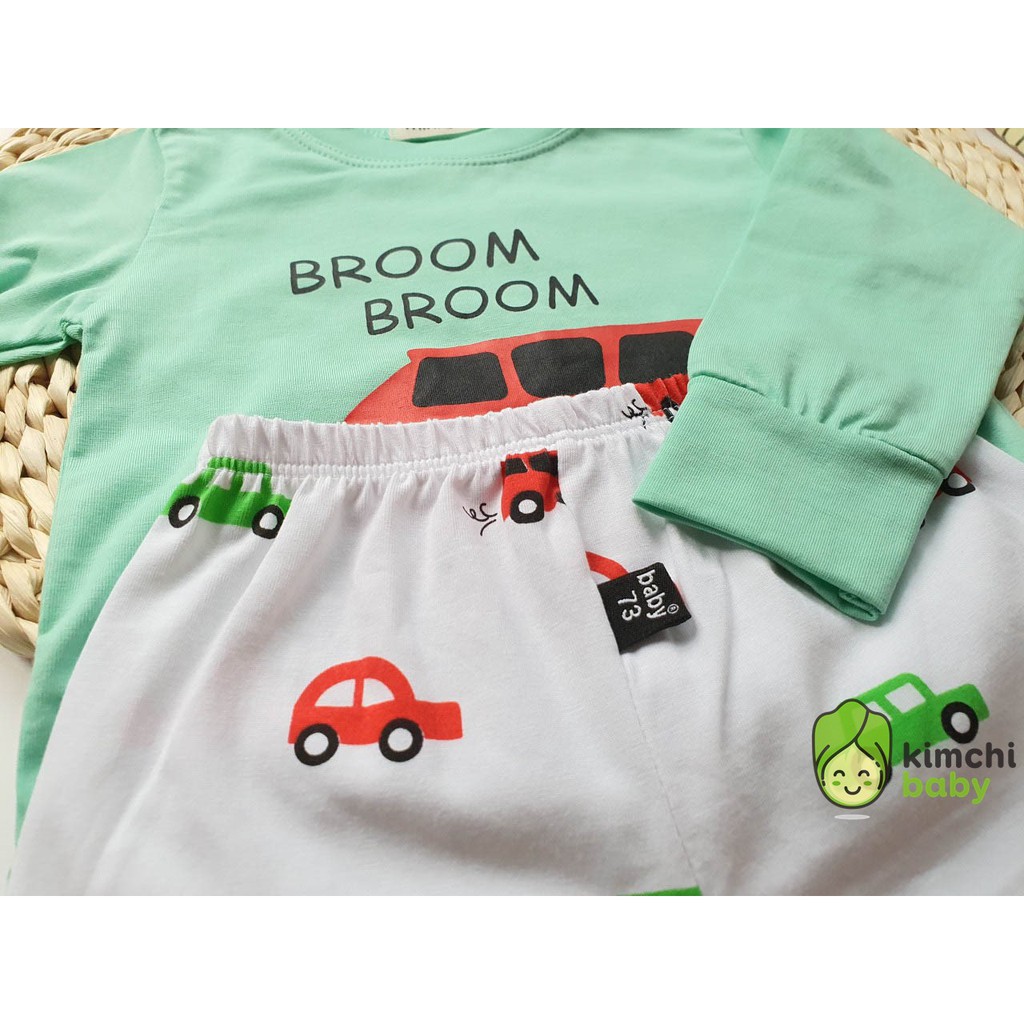 Bộ Dài Tay Cotton 100% Minky Mom Họa Tiết Phối Quần Dễ Thương Chính Hãng Túi Zip Cho Bé Trai Bé Gái MKM26