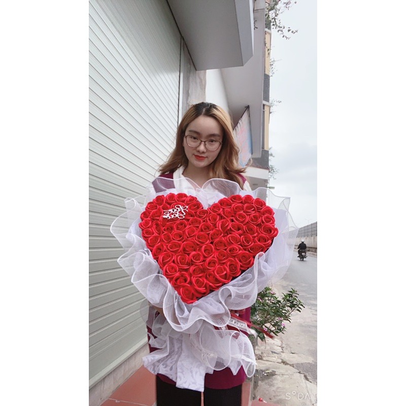 [QUÀ TẶNG SINH NHẬT- QUÀ TĂNG 14/2 ]-BÓ HOA HONG SÁP 75 BÔNG TRÁI TIM