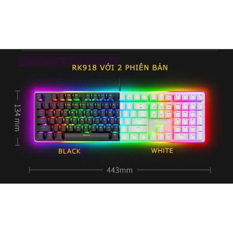 Bàn Phím Cơ Royal Kludge RK918 Version 3 - Led RGB Full bàn phím - Phần mềm tùy chỉnh Led và Custom Macro phím