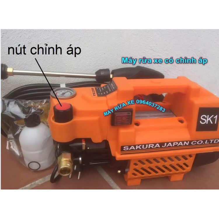 Máy Bơm Rửa Xe Chỉnh Áp SAKURA.JAPAN .SK1. Công Suất 2400W. Có chỉnh áp trên thân máy. Máy xịt rửa xe máy. Ôtô. Máy lạnh
