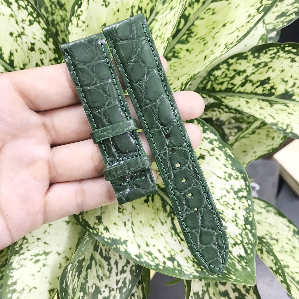 Dây Đồng Hồ Da Cá Sấu Màu Xanh Lá MrFour | Crocodile Leather Watch Bands size 20
