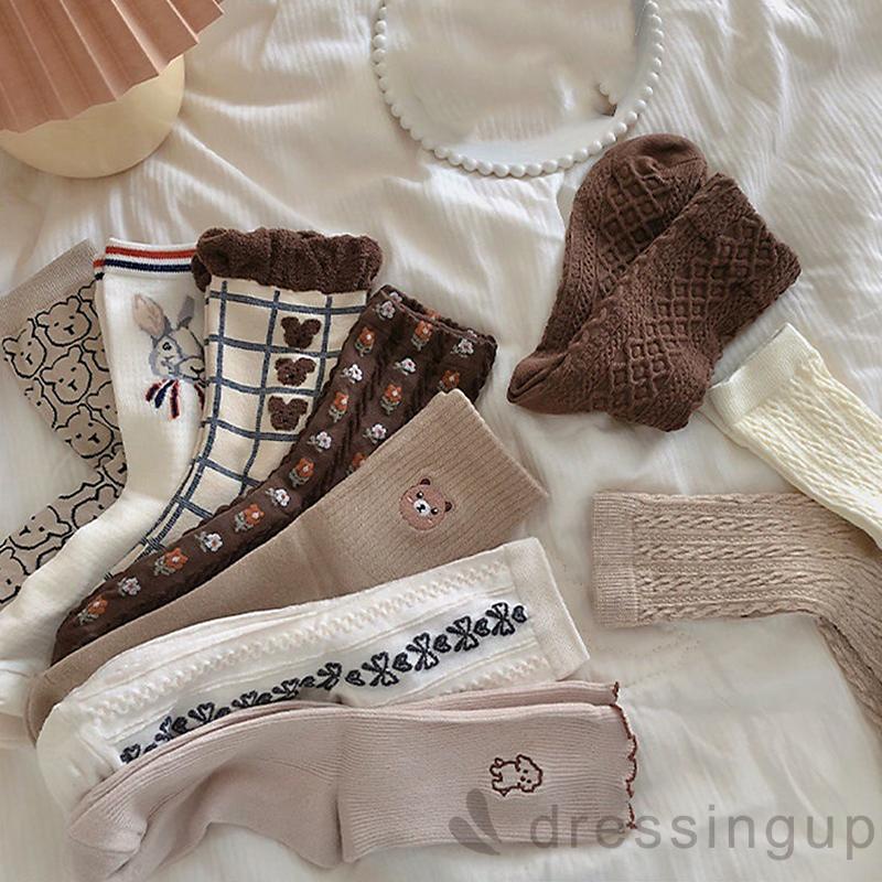 Đôi vớ dệt kim họa tiết hoa / động vật cổ điển dành cho nữ