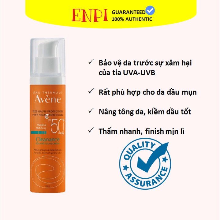 Kem chống nắng Avene Cleanance Sunscreen SPF50+