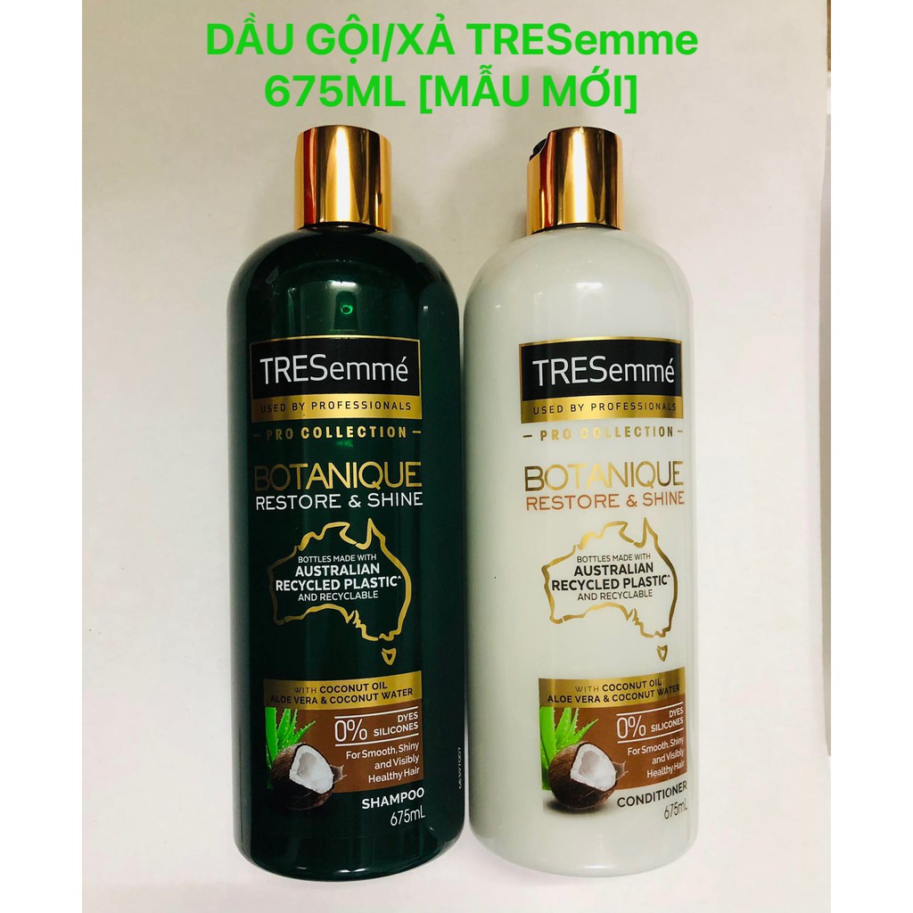 Dầu Gội Và Dầu Xả TREsemme Botanique Restore &amp; Shine 675ml Úc [MẪU MỚI]