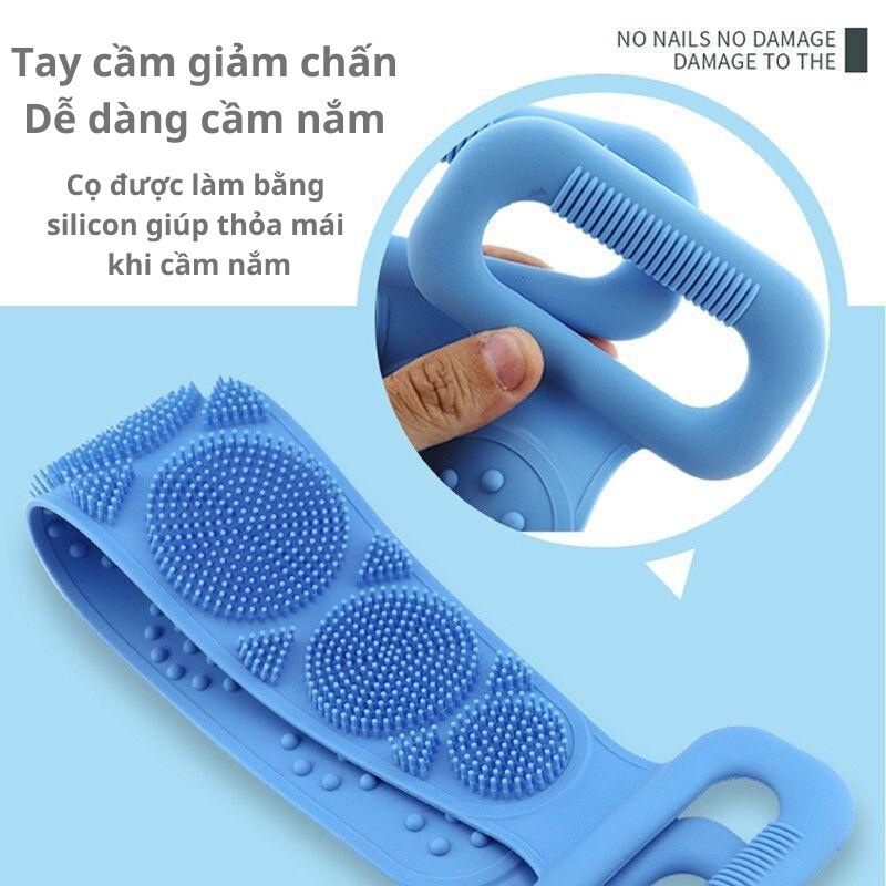 Chà cọ lưng silicon 2 mặt tẩy tế bào chết, kỳ lưng có tay cầm làm sạch và trẻ hóa làn da NT30