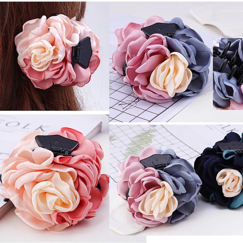 Kẹp Tóc Hoa Hồng Bằng Nhựa Màu Đen Thời Trang Thanh Lịch Dành Cho Nữ