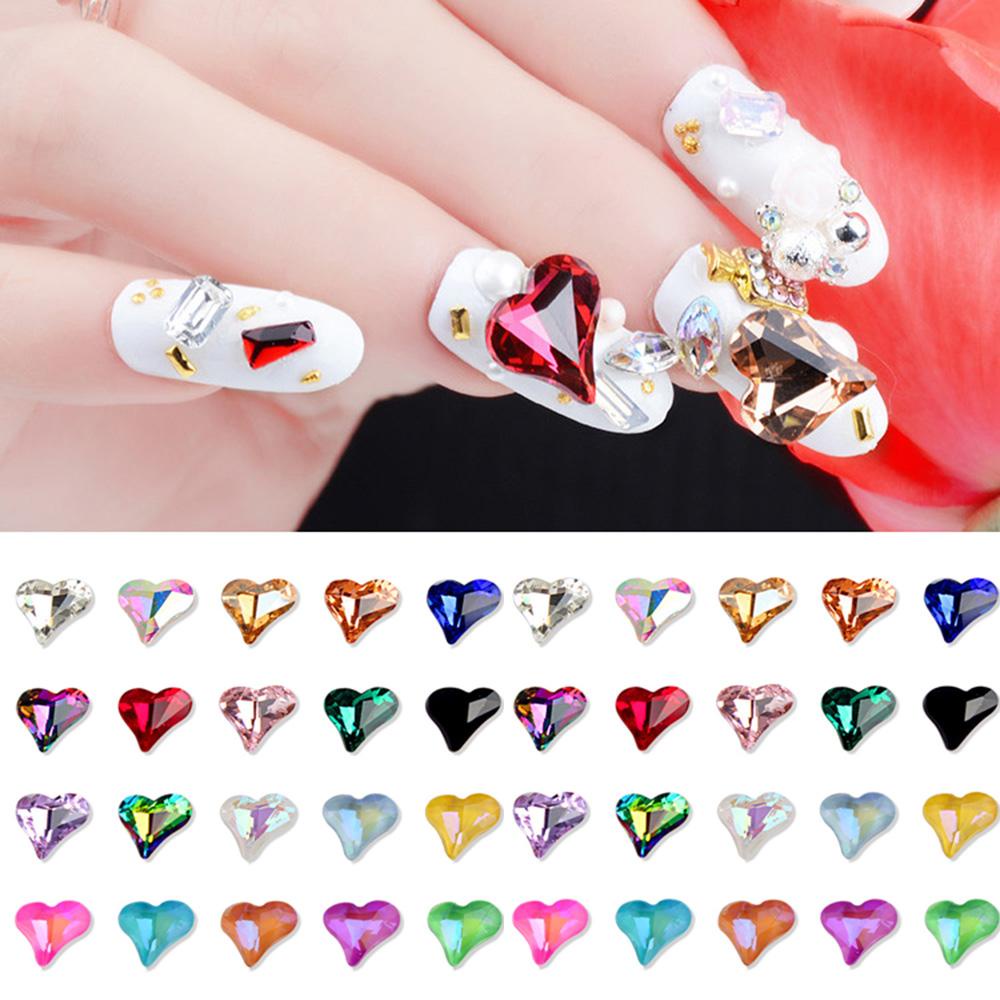 Móng Tay MXGOODS Nghệ Thuật|Vòng Đeo Tay Nhiều Màu Sắc 8MM|Phụ Kiện Trang Trí Móng Tay Hình Trái Tim Lấp Lánh|Phụ Kiện Trang Trí Móng Tay Xinh Xắn