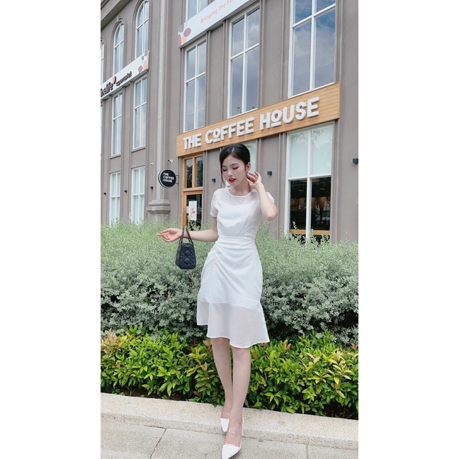 HÀNG TK - ĐẦM XÒE CÔNG SỞ DÚN EO TAY CON THANH LỊCH - MH500