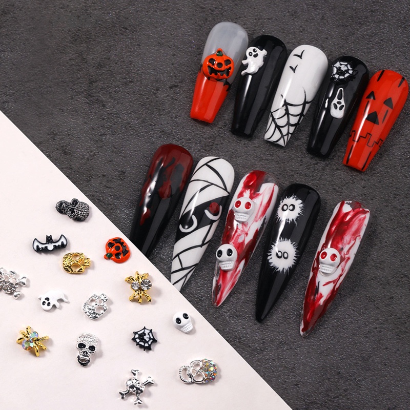 Set 100 Phụ Kiện Trang Trí Móng Tay Nghệ Thuật Chủ Đề Halloween Charms