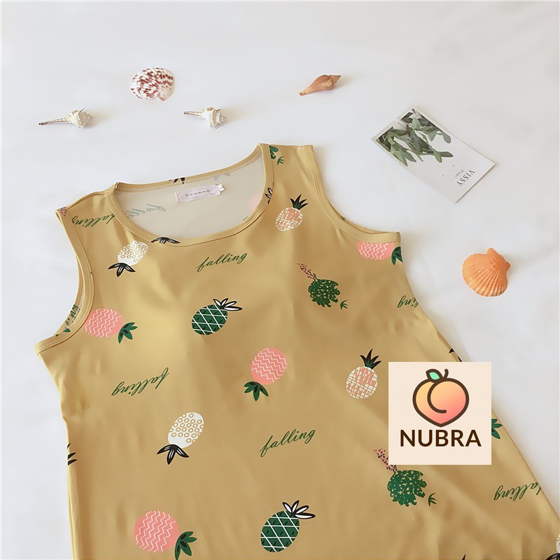 Váy Ngủ Ba Lỗ Sát Nách Kèm Bra Lót Mút Dễ Thương- DN013 | BigBuy360 - bigbuy360.vn