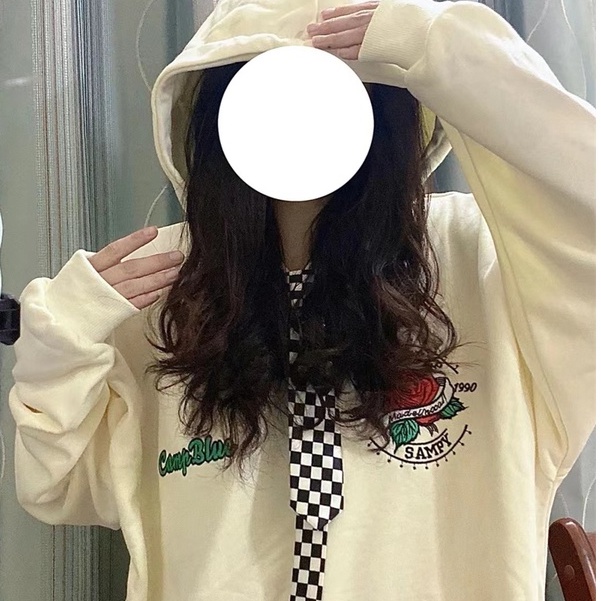 ZHELIHANGFEI Áo Hoodie Tay Dài Thêu Họa Tiết Phong Cách Nhật Bản