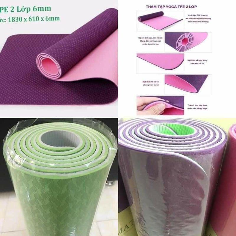 Thảm yoga 2 lớp  LOẠI TỐT  thảm tập thể dục thiết kế dạng gân sóng chống trơn trượt rất tốt