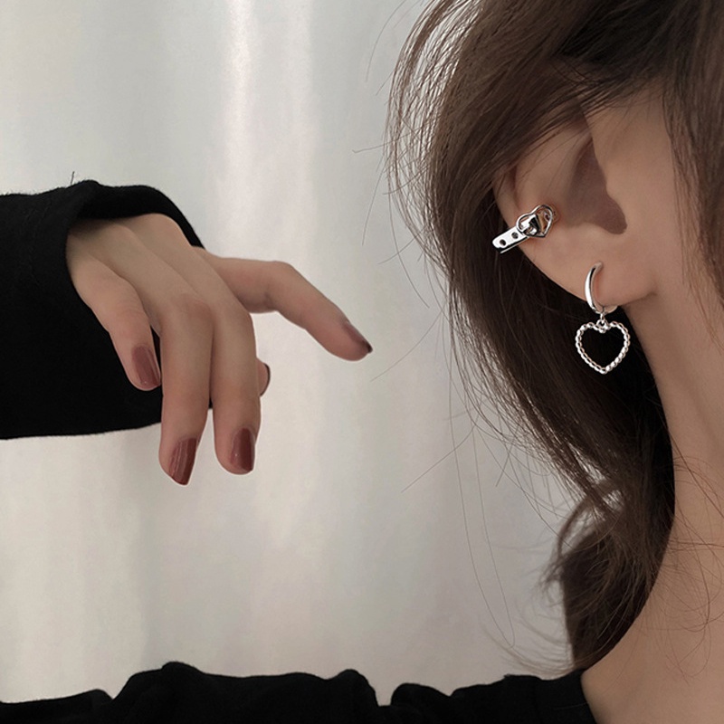 Hoa tai trái tim ngắn phong cách hàn quốc Hoa tai nữ thời trang độc đáo