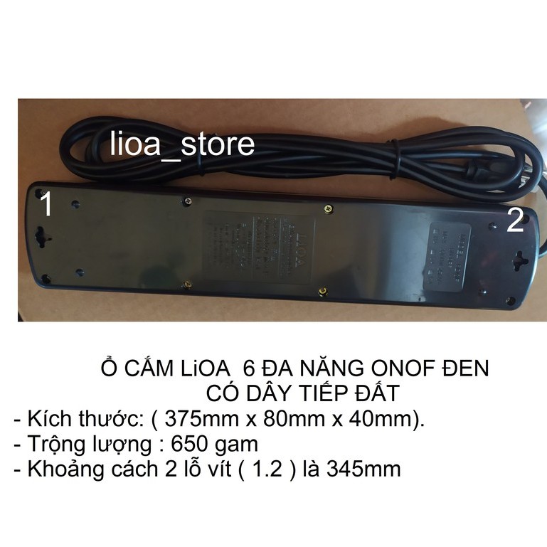 Ổ CẮM ĐIỆN LiOA 6 ĐA NĂNG ONOF CÓ DÂY TIẾP ĐẤT.