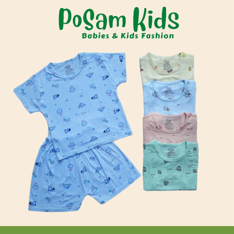 Đồ Bộ Cho Bé, Bộ Cộc Tay Cài Vai Chất Cotton Peptit Cao Cấp Cực Mát Cho Bé Trai Bé Gái- PoSam Kids