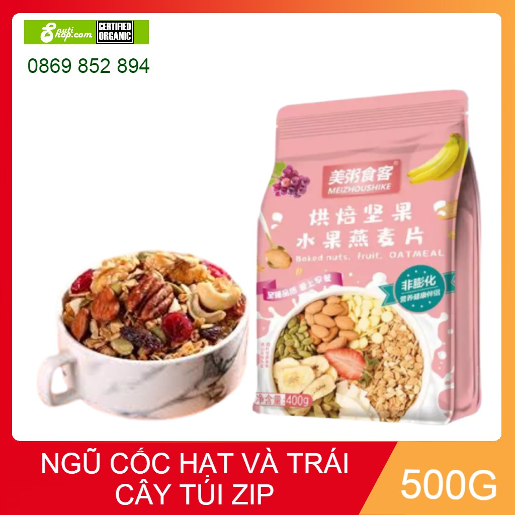 Ngũ cốc dinh dưỡng ăn liền hạt + trái cây (túi zip tiện lợi) 400G