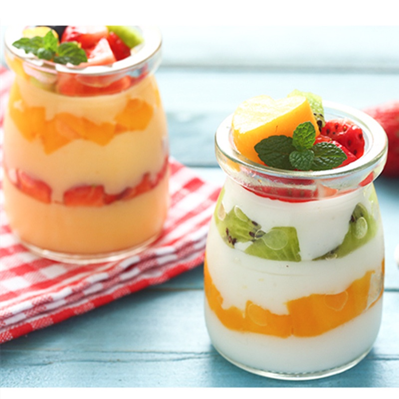 Set 6 Hũ Thủy Tinh Có Nắp Đậy 100ml Làm Sữa Chua Pudding Cho Bé Ăn Dặm YOOTA BABY
