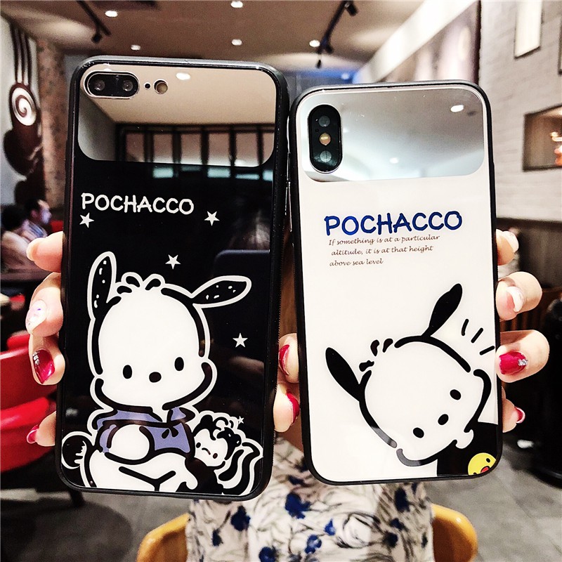 [ IPHONE ] Ốp Lưng Kính Cương Lực Pochacco - Lens Gương - K002