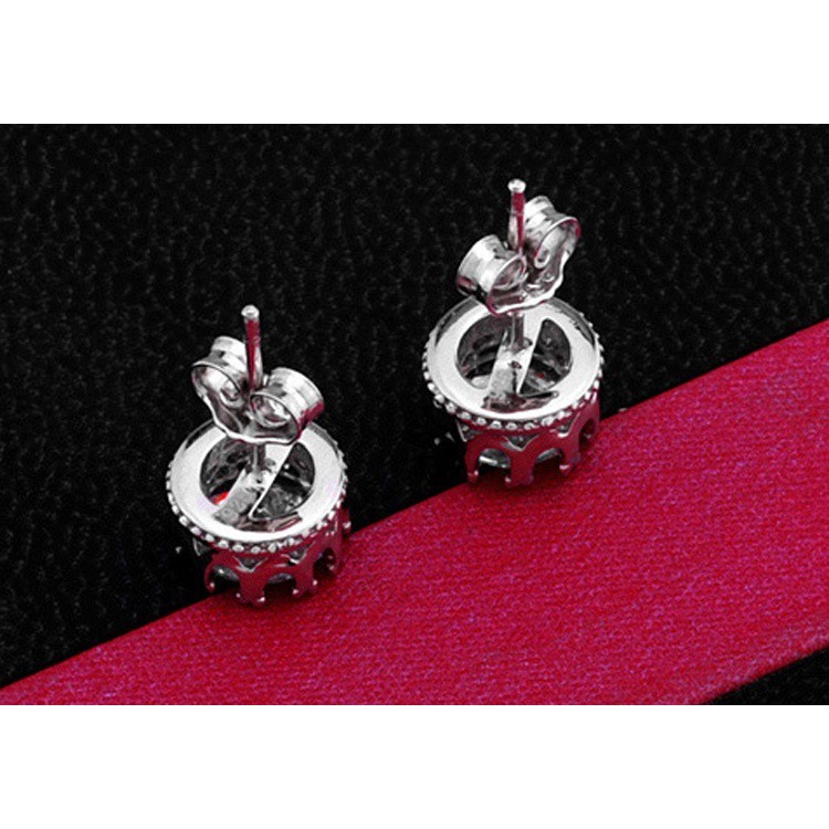 Cặp bông tai kiểu mạ bạc hình vương miện có đính đá đầy độc đáo