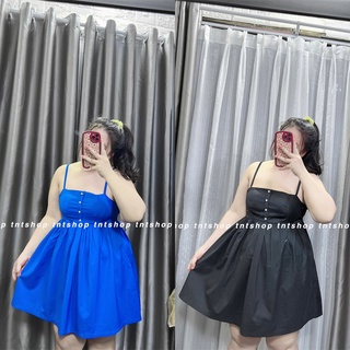 ĐẦM 2 DÂY NỮ PHỒNG DÁNG NGẮN [TNT SHOP BIGSIZE 60KG 90KG]
