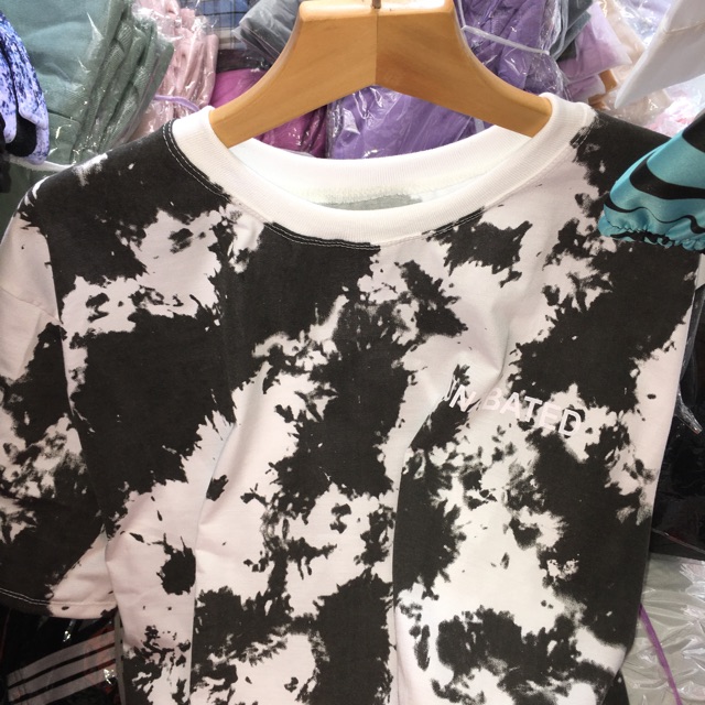 Áo thun tay lỡ form rộng Unisex cổ tròn Loang Màu Đen Trắng, chất thun cotton VST | BigBuy360 - bigbuy360.vn