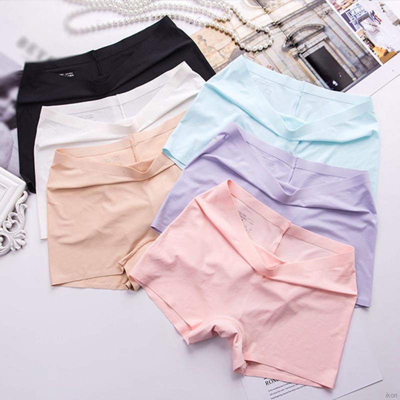 Quần Lót Boxer Vải Lụa Lạnh Không Đường May Độ Co Giãn Cao Dành Cho Nữ