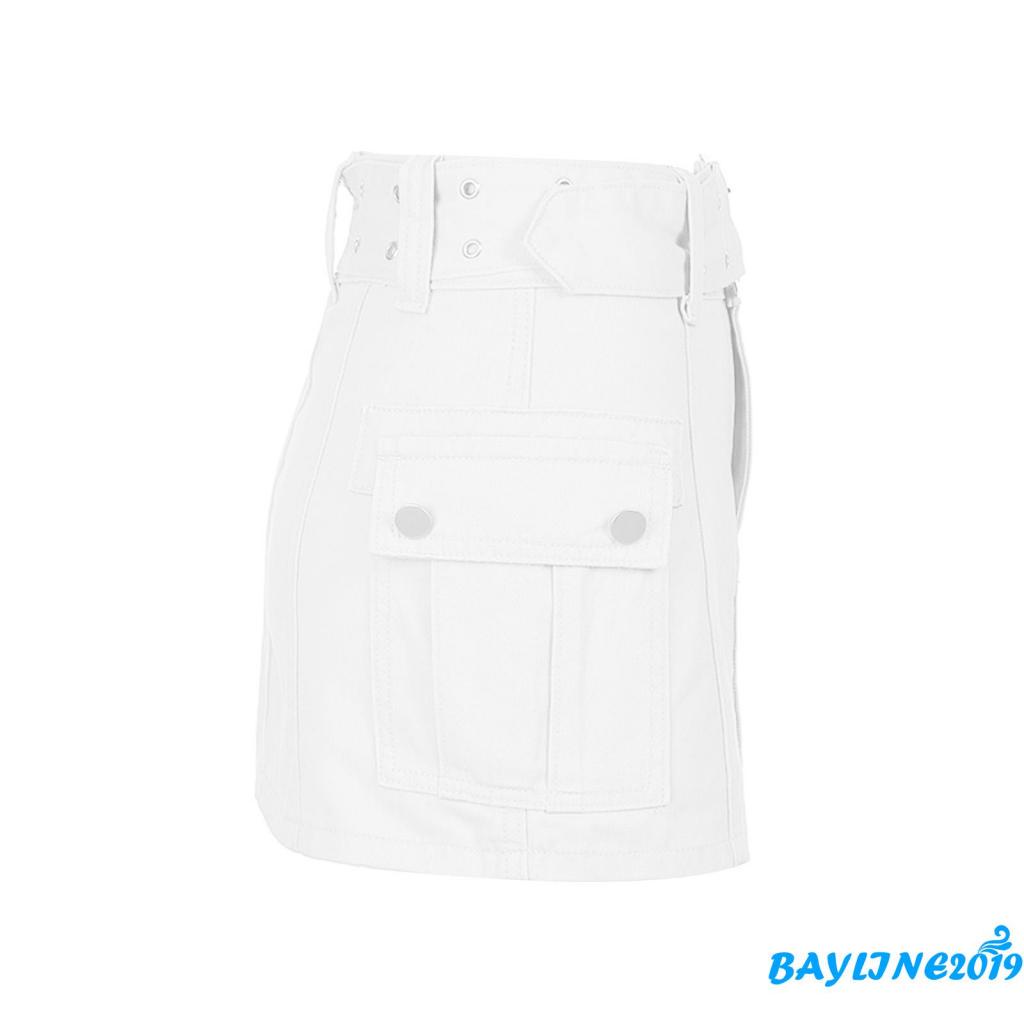 Chân váy ngắn lưng vừa màu trơn có túi thời trang dành cho nữ