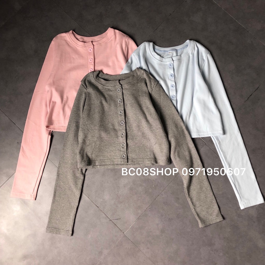 [Mã FAMAYWA giảm 10K đơn 50K] Áo Croptop Tay Dài Phối Nút Ulzzang Chất Vải Thun Gân Ôm Dáng | BigBuy360 - bigbuy360.vn