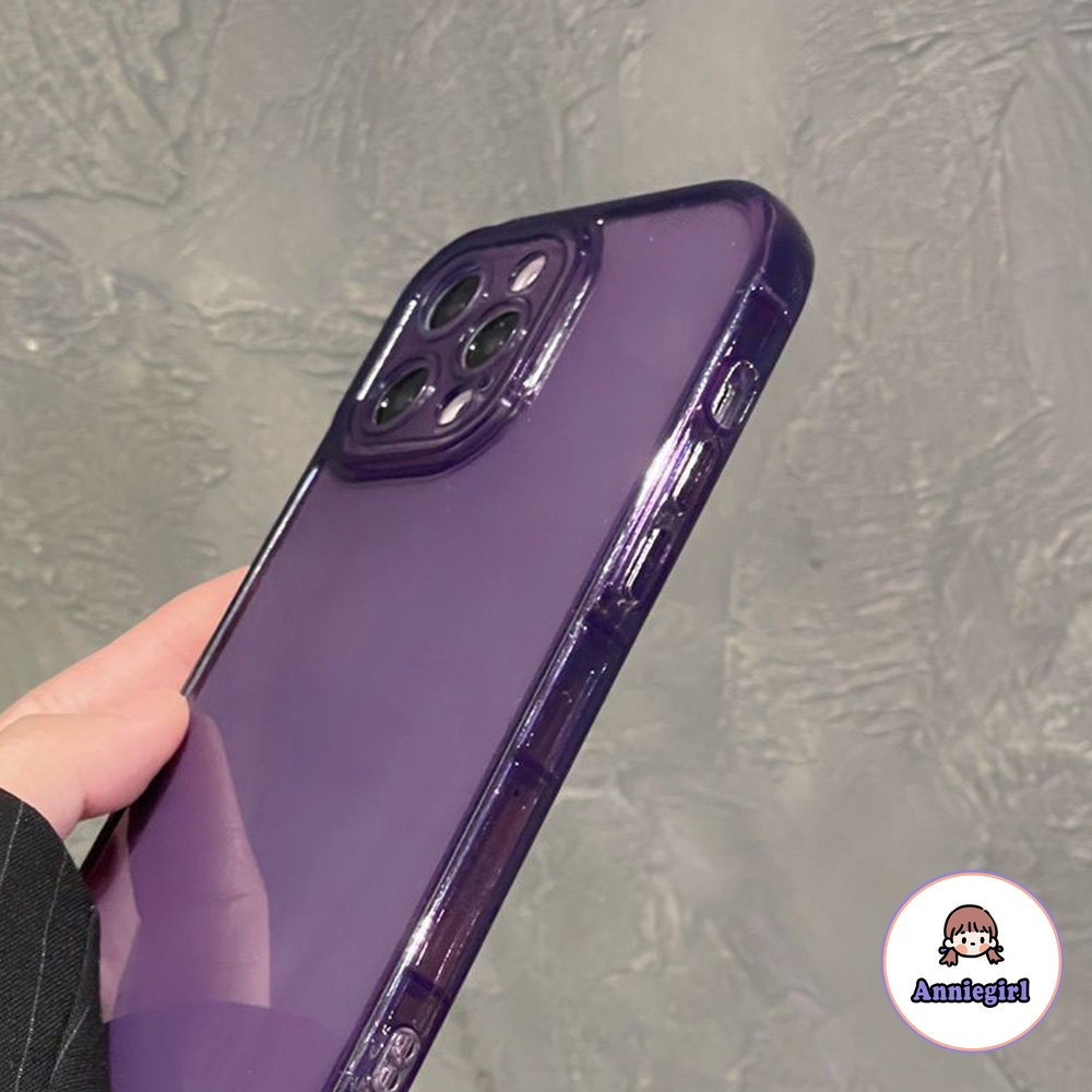 Ốp Điện Thoại TPU Dẻo Trong Suốt Màu Tím Kèm Túi Khí Chống Vỡ Cho IPhone 14 13 12 11 Pro Max X XS XR 8 7 Plus
