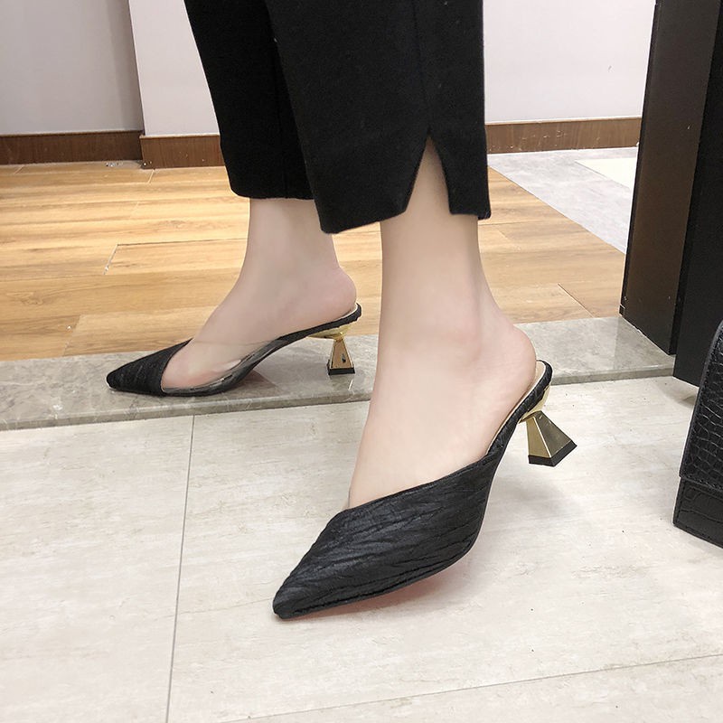Dép Cao Gót Mũi Nhọn Thời Trang Mùa Hè Phong Cách Hàn Quốc Cho Nữ 2021