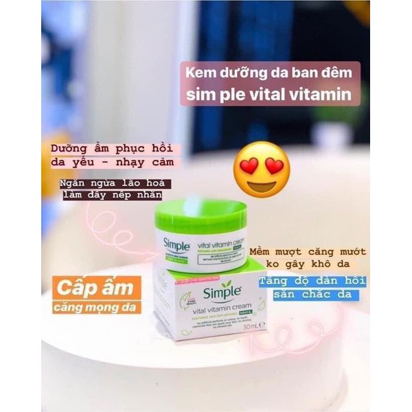 Kem dưỡng ban ngày Simple Kind To Skin Vital Vitamin Day Cream SPF15 50ml