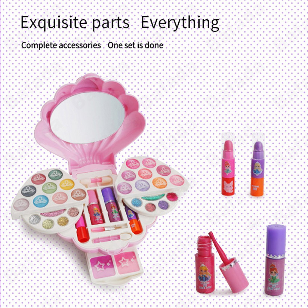 Makeup Set- Safety Tested- Non Toxic,kids make up set,Shell cosmetic box,Make up set for kinds,Children's cosmetic set,Baby cosmetics,Pretend makeup,Pretend Play Kids Beauty Salon,Simulation beauty salon,Gifts for girls