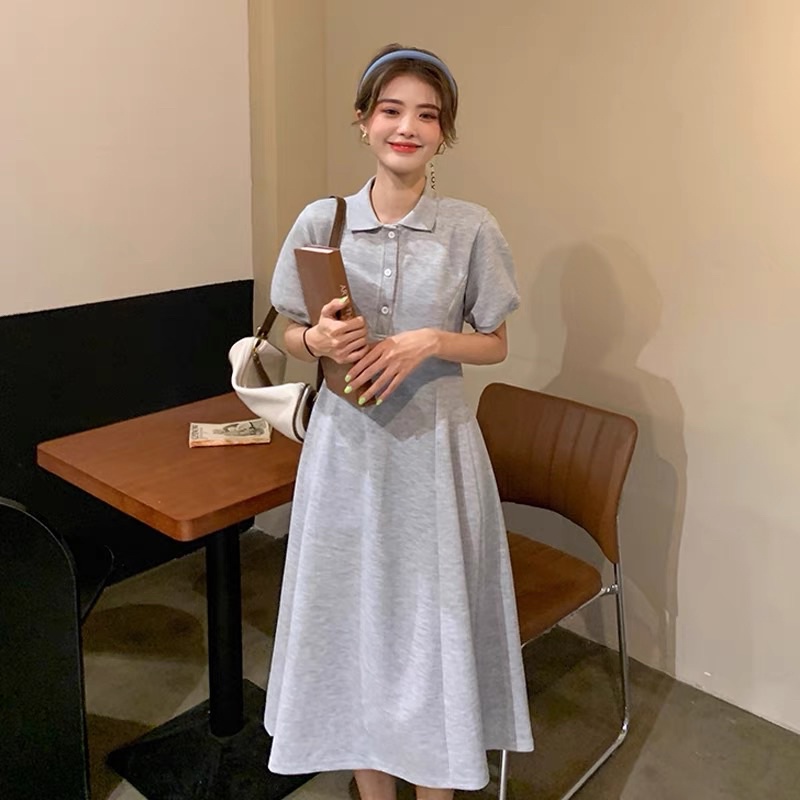 Váy polo dáng suông dáng xoè dài chất đẹp ulzzang Hàn Quốc