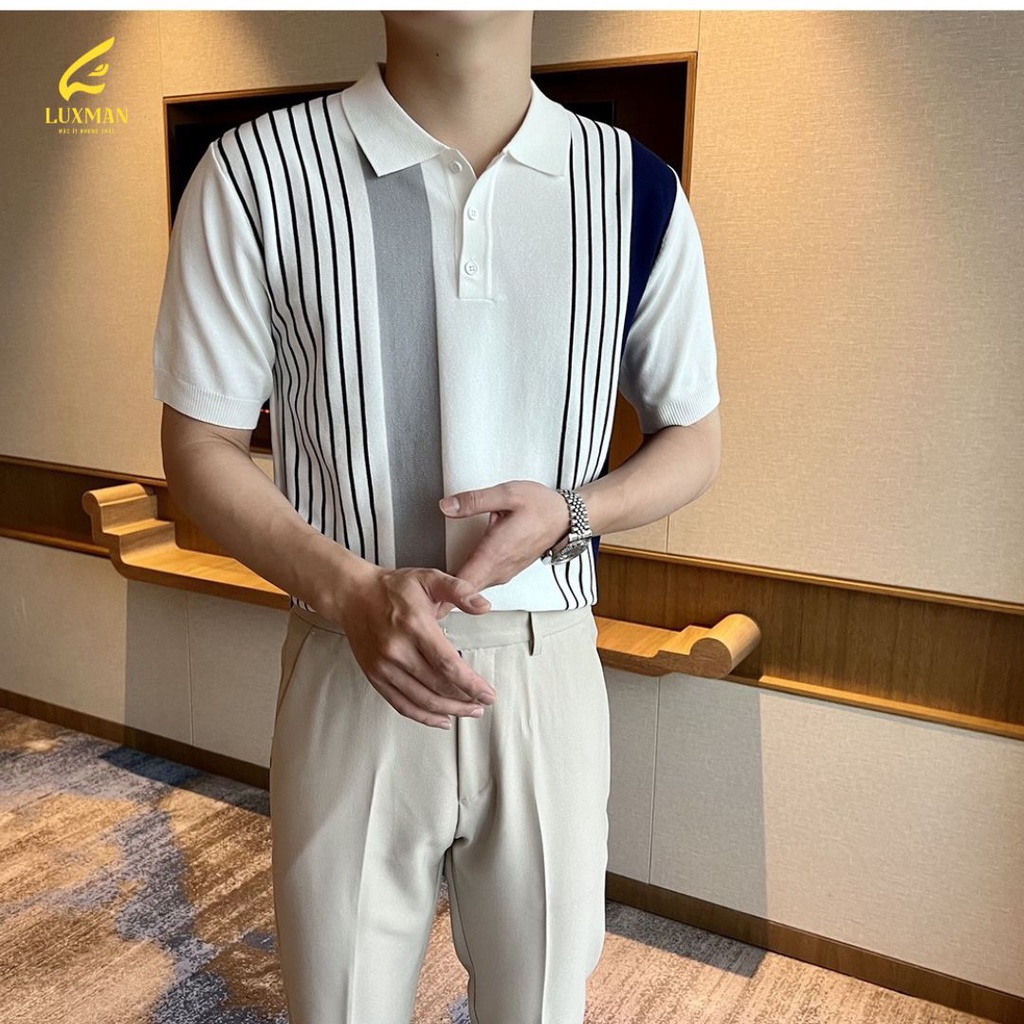 Áo polo nam phong cách Hàn Quốc chất liệu dệt kim hàn cao cấp