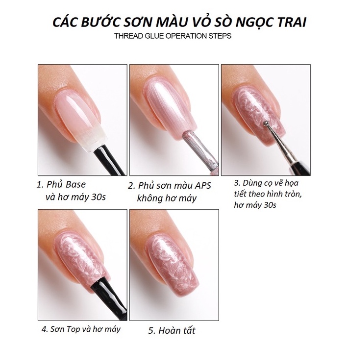 Sơn gel AS RED | Màu Vỏ Sò Ngọc Trai Khảm Xà Cừ | Mã APS