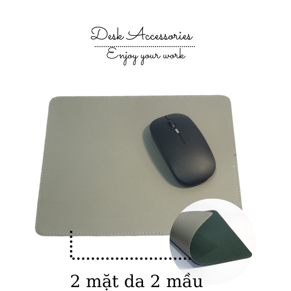 Lót Chuột 2 Mặt Da Mouse Pad Bàn Di Chuột 25x22 cm May Bo Viền Tinh Tế Da Mềm Bền Đẹp