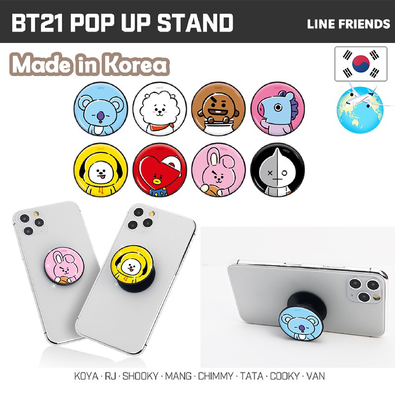 BT21 BTS LINE FRIENDS / Love Pop Up / Stand Ring / Holder Stand / Smart Phone / Made in Korea / KOYA RJ SHOOKY MANG CHIMMY TATA COOKY VAN / Điện thoại di động