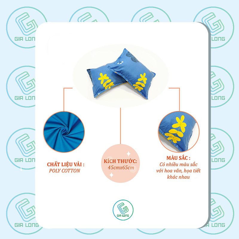 Vỏ gối nằm 💖45x65💖 vỏ gối, bao gối cotton poly đơn giản Gia Long Home | BigBuy360 - bigbuy360.vn
