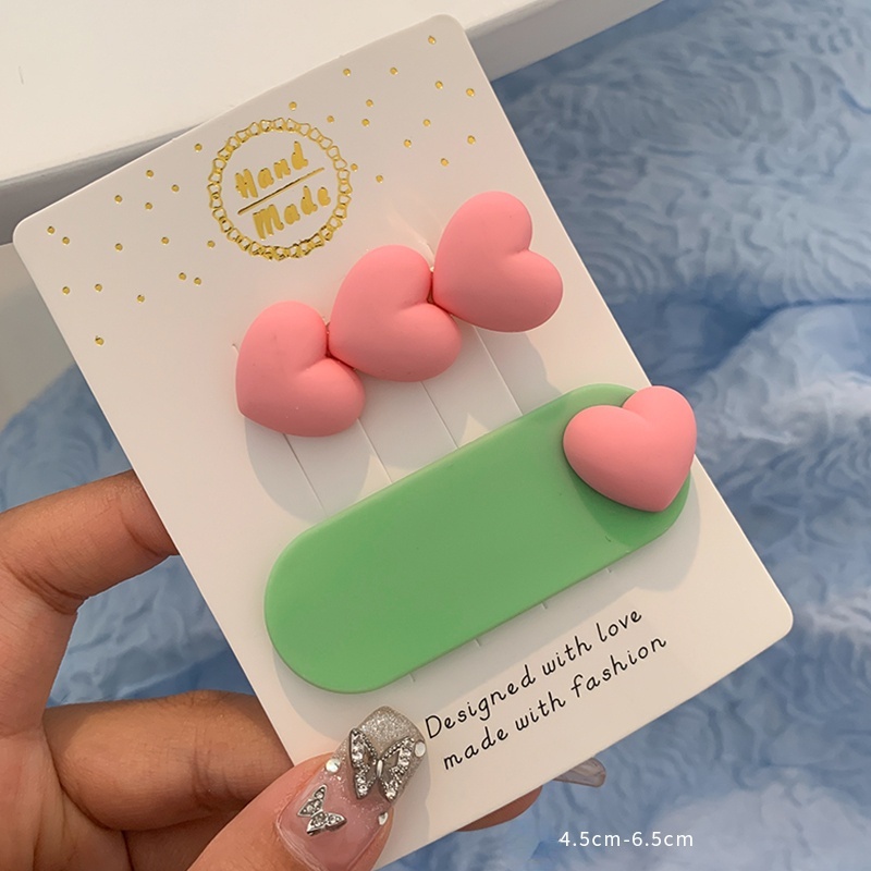 Set 2 kẹp tóc bb hình trái tim nhiều màu sắc phong cách Hàn Quốc dễ thương